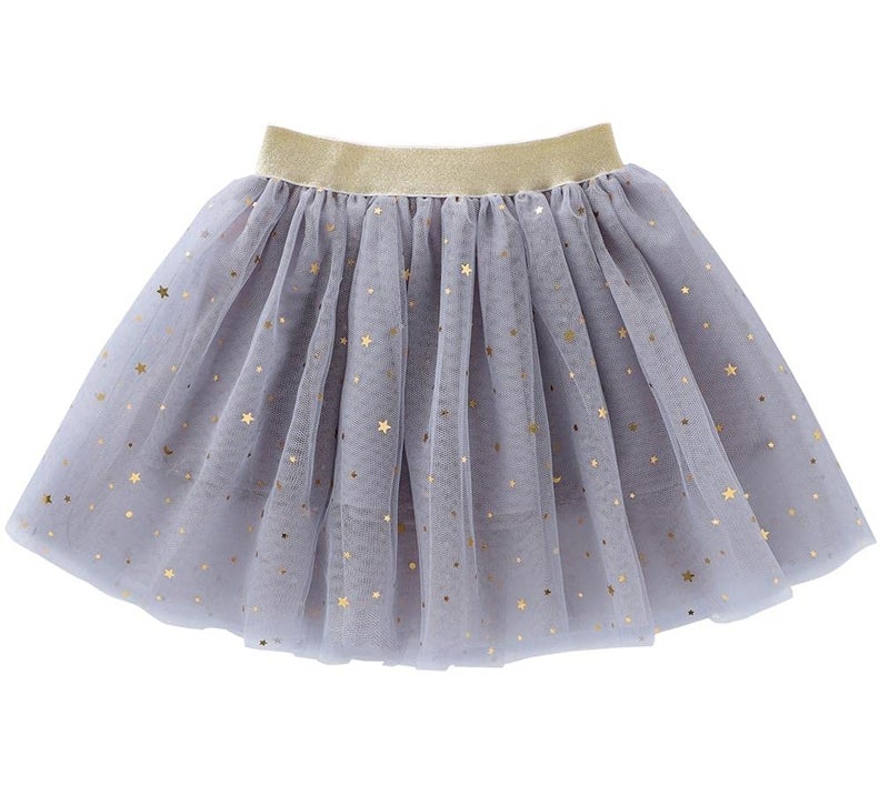 Tortoise & Rabbit Toddlers Girls Sparkle Tulle Tutu Skirt with Sequins Stars Moon Sun (Gray, 3-4years) - Image 1